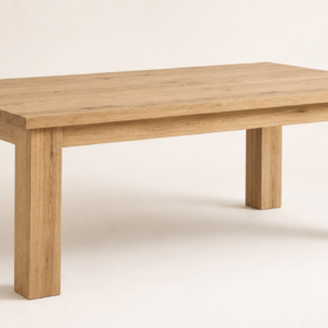 Solid white oak farmhouse dining table for six